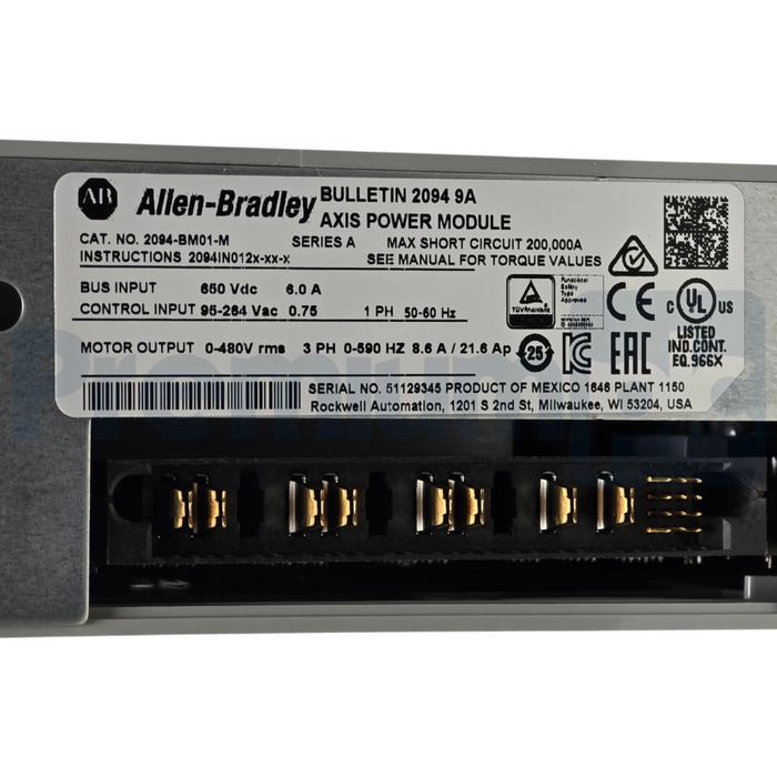 Allen-Bradley 2094-BM01-M /A Kinetix 6200/6500 Axis Module 3.9kW 460V 9A NSMP