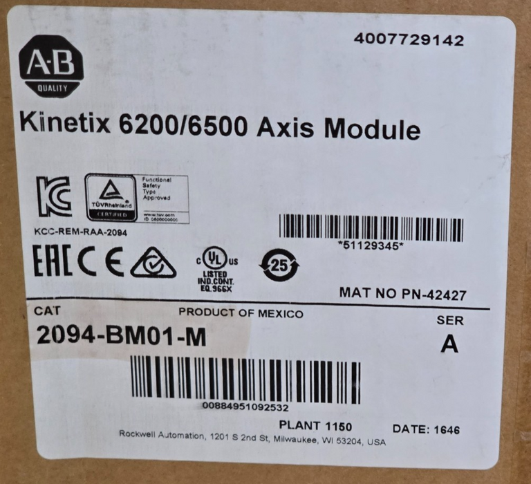 Allen-Bradley 2094-BM01-M /A Kinetix 6200/6500 Axis Module 3.9kW 460V 9A NSMP
