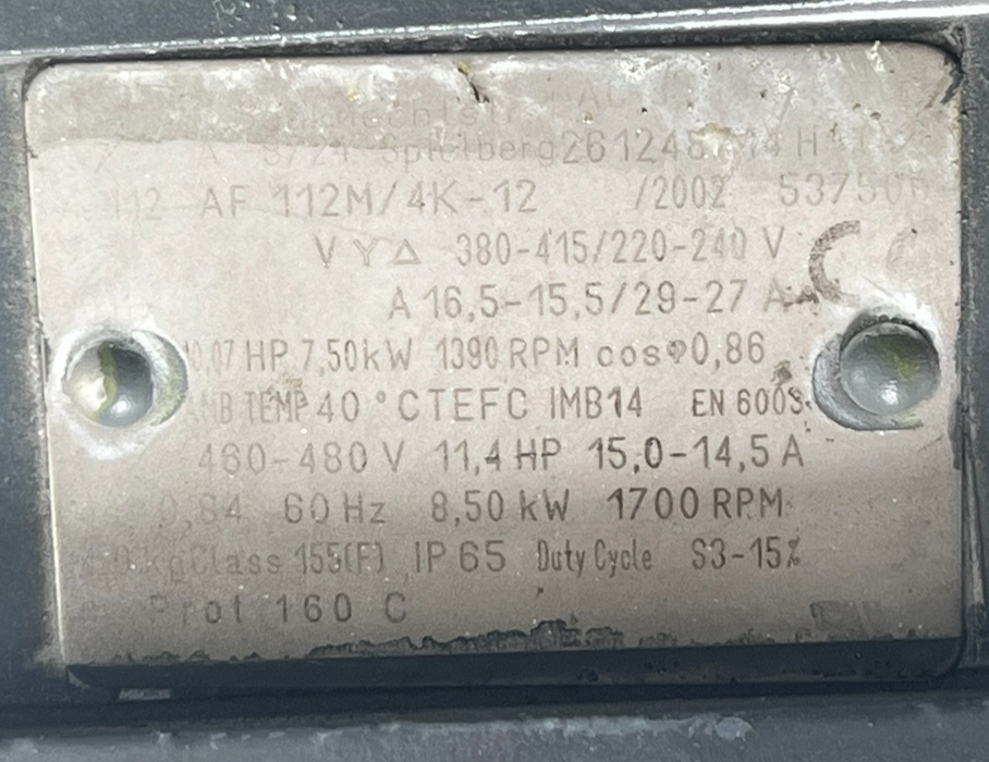 ATB AF-112M/4K Electric Motor | 3-Phase 4-Pole | 5.5kW (7.5HP) 1425 RPM IEC