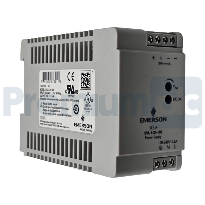 Emerson SolaHD SVL 4-24-100 Power Supply In: 100-240V Out: 24VDC 100W SVL424100