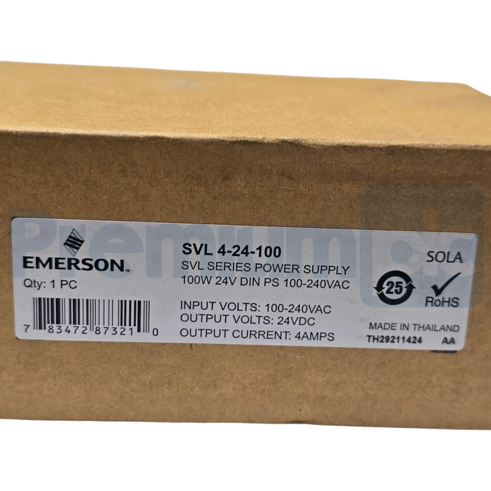 Emerson SolaHD SVL 4-24-100 Power Supply In: 100-240V Out: 24VDC 100W SVL424100