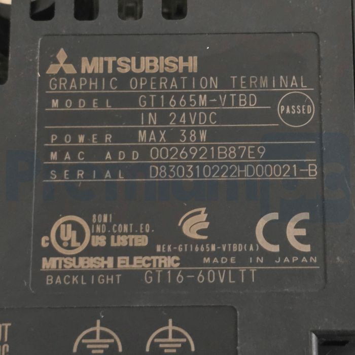 Mitsubishi GOT1000 GT1665M-VTBD 8.4" Graphic Terminal Touch Screen 24VDC NUPI