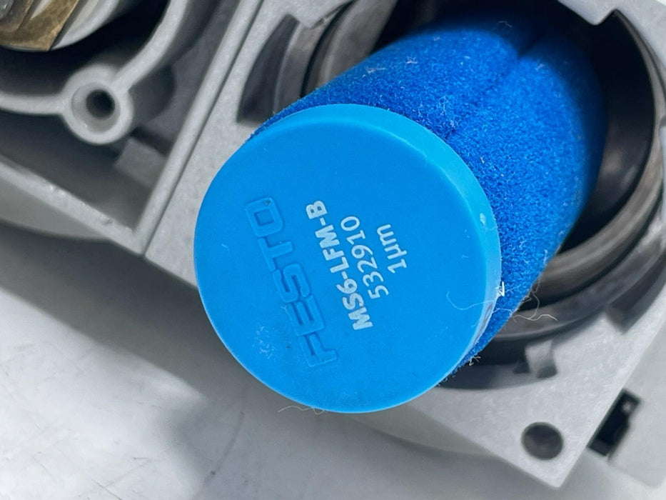 Festo MS6 Pneumatic Assembly: MS6-SV-1/2 Safety Valve + MS6-LFM Filter + MS6-FRM