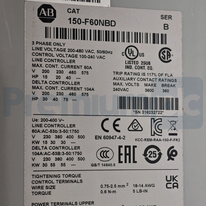 Allen-Bradley 150-F60NBD /B SMC Flex Smart Motor Controller 60A 480VAC NUPI
