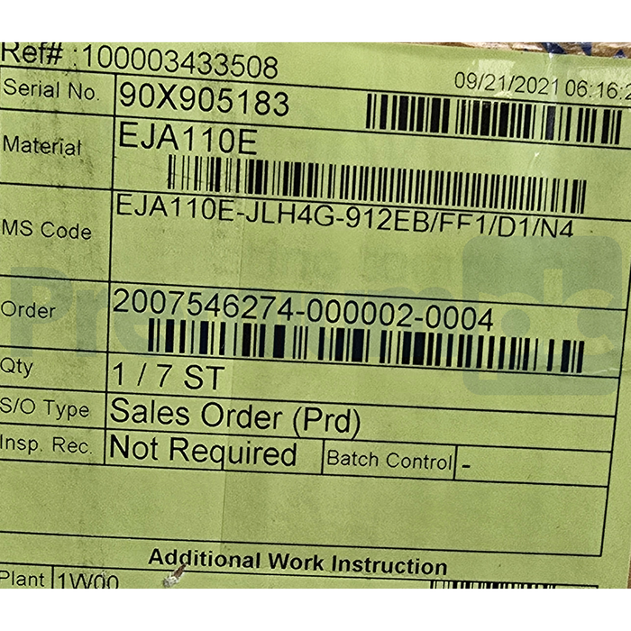 Yokogawa EJA110E DPharp Pressure Transmitter HART EJA110E-JLH4G-912EB/FF1/D1/N4