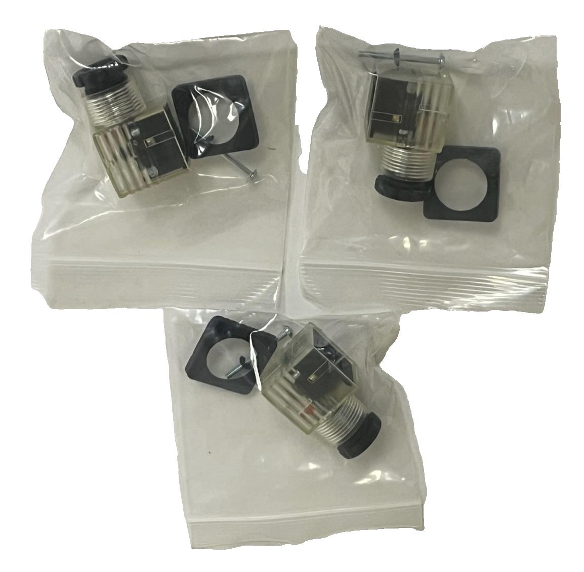 Lot of 3 HTP Solenoid Valve Plugs | 3-Pin | 10A 250V | Clear Body Connector NSNP