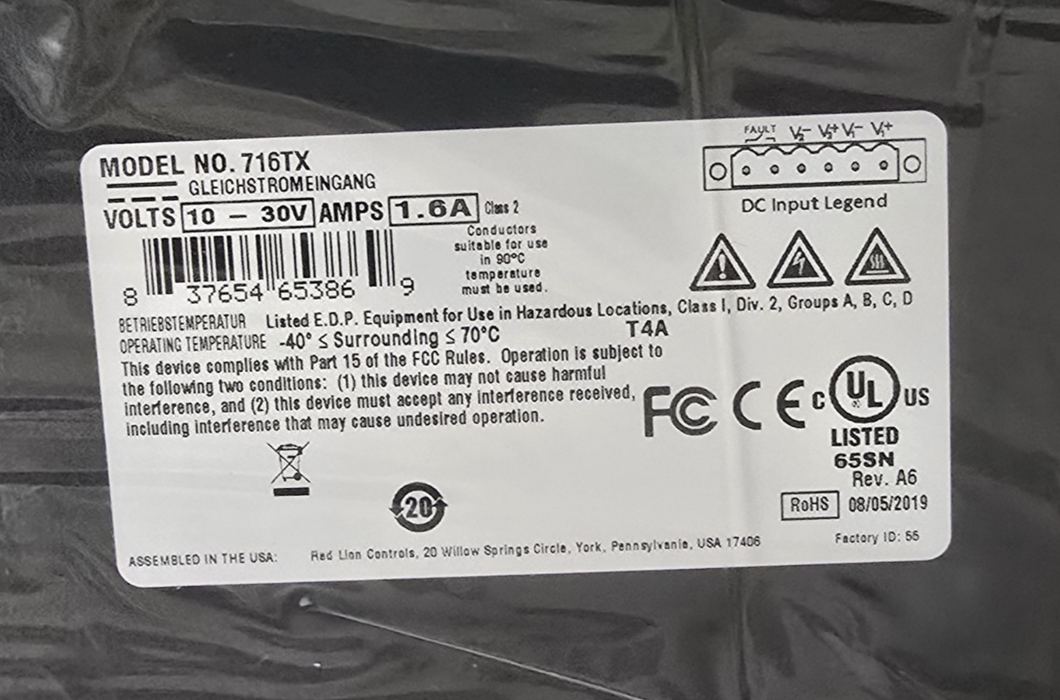 Red Lion N-Tron 716TX Managed Industrial Ethernet Switch 16-Port 10/100BaseTX