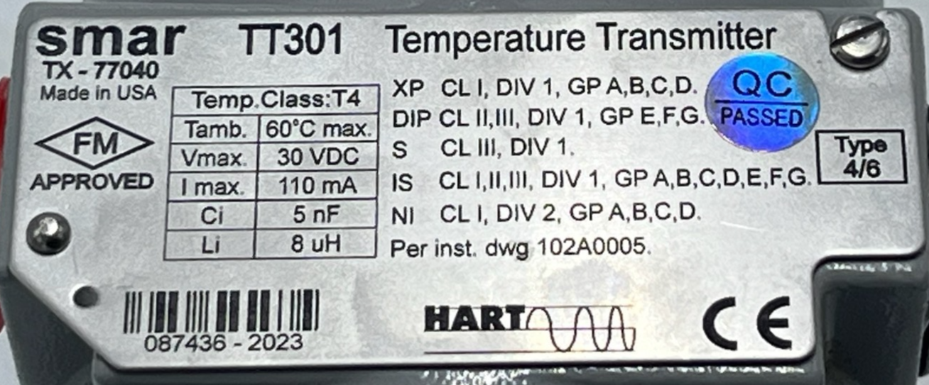 Smar TT301 HART Temp. Transmitter Dual Input TT301-12-10/H0/I1/J0/L3/M0/Y0/T4/BU