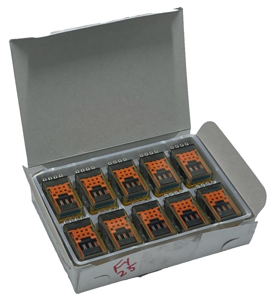Box of 10 IDEC RY4S-UL DC24V Power Relays 4PDT 5A 24VDC, LED, CHECK BUTTON, NSMP