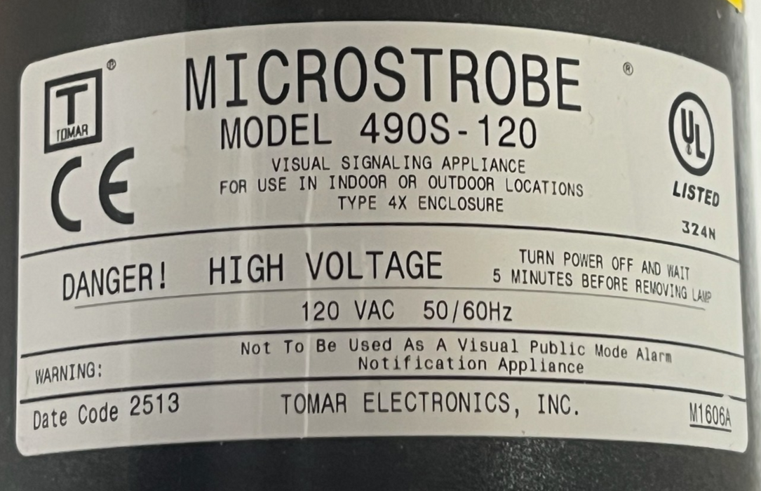 Tomar MicroStrobe 490S-120-A Amber Strobe Light 120VAC Industrial - New in Box