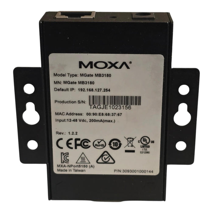 Moxa MGate MB3180 1-Port Standard Modbus Gateway | RS-232/422/485 to Ethernet