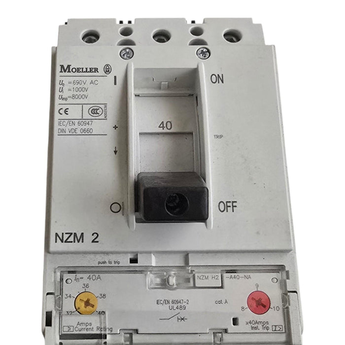 Eaton Moeller NZMH2-A40-BT-NA | 107800 MCCB Circuit Breaker 3P 40A 600V w/Trip