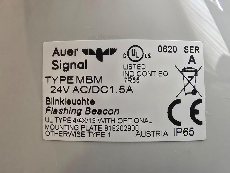 Auer Signal 838101405 MBM Flashing Beacon 120mm | 24V | Amber | 35W Bulb NSMP