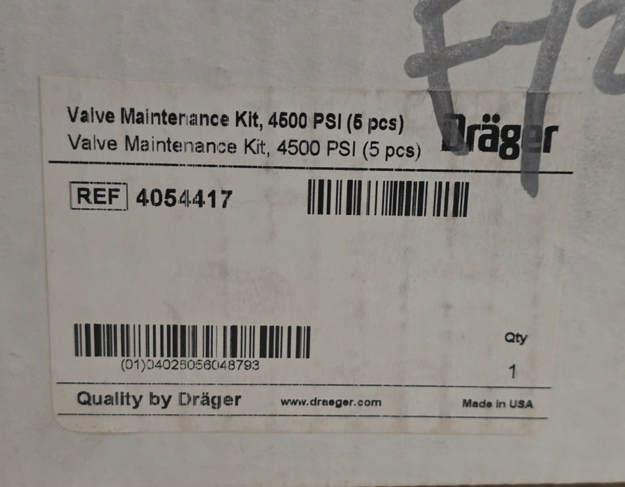 Drager Draeger 4054417 Valve Maintenance Kit 4500 PSI (5 Pcs) OEM NSMP