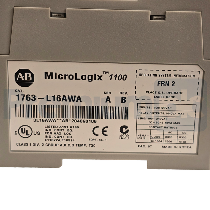 Allen Bradley 1763-L16AWA /A MicroLogix 1100 16-PT Micro Controller 1763L16AWA