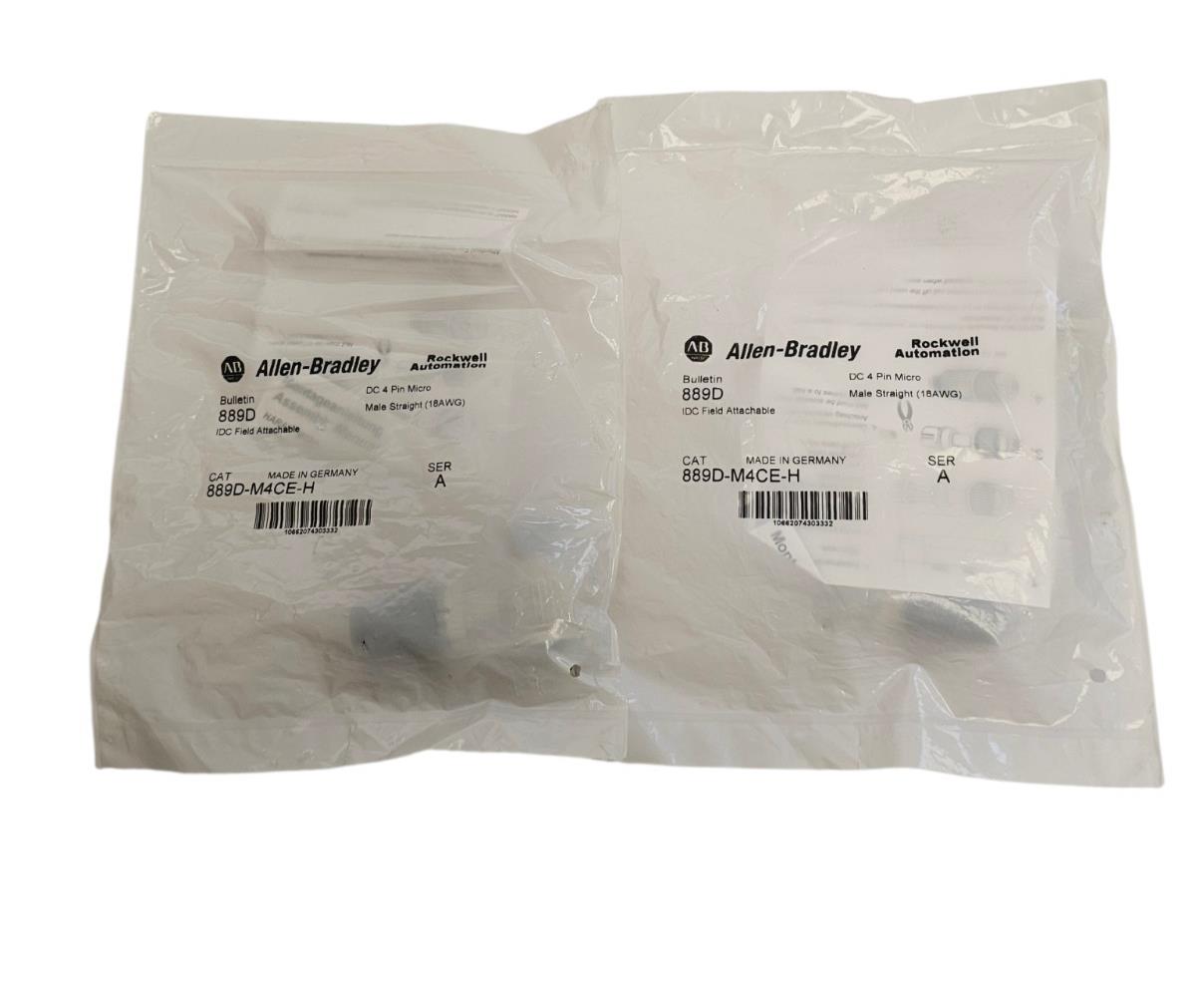LOT OF 2 NEW ALLEN BRADLEY 889D-M4CE-H SER. A IDC FIELD ATTACHABLE 4-PIN