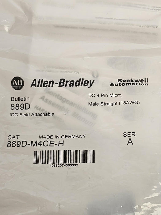 LOT OF 2 NEW ALLEN BRADLEY 889D-M4CE-H SER. A IDC FIELD ATTACHABLE 4-PIN