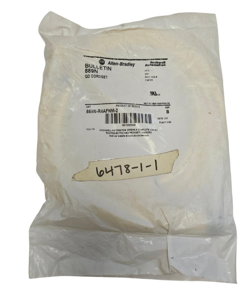 NEW ALLEN BRADLEY 889N-R4AFNM-2 QD CORDSET 4-PIN 2M 889NR4AFNM2 SER. B