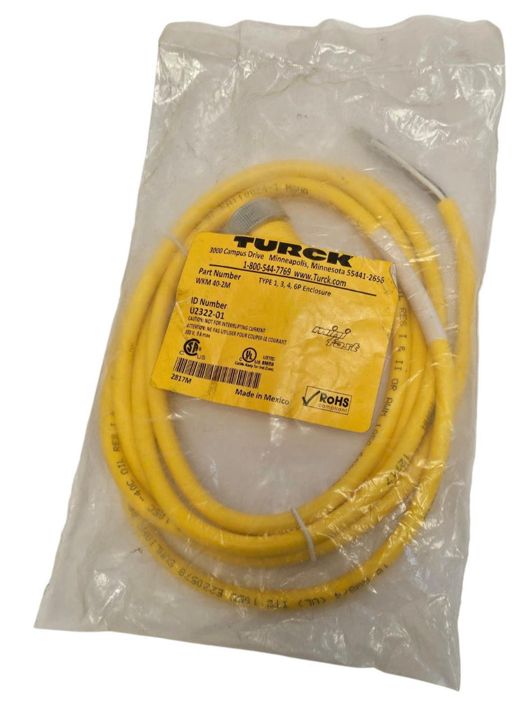 NEW TURCK WKM 40-2M ID NUMBER U2322-01 CORDSET 4-PIN 2M