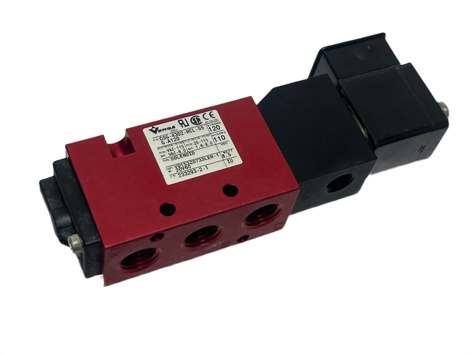 Versa Valves CSG-4302-HCL-55G-A120 Pneumatic 4-Way Valve, 120V AC, 1/4" NPT NSMP