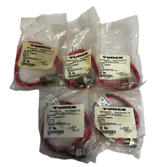 LOT OF 5 NEW TURCK RSF 55-0.3M/NPT ID NUMBER: U0881-75 MINIFAST RECEPTACLES