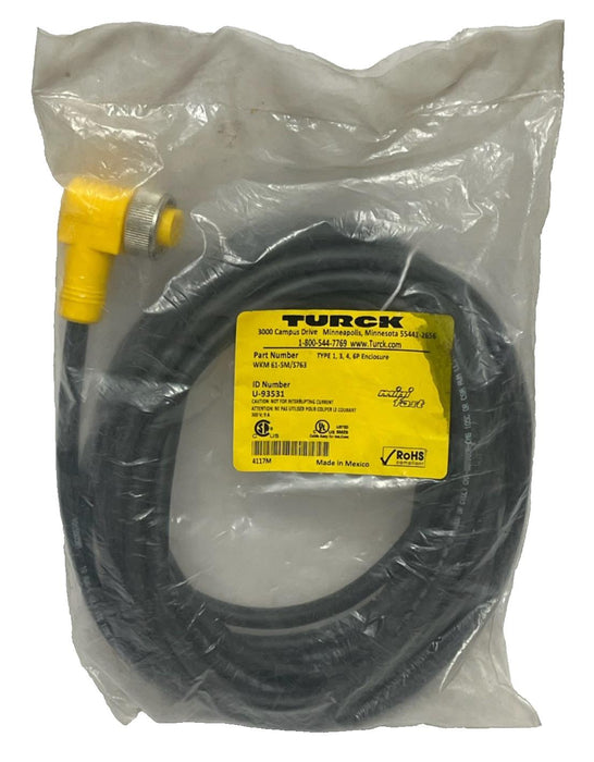 Turck WKM 61-5M/S763 Minifast 6-Pin Right-Angle Female Cordset 5m ,  NSFS