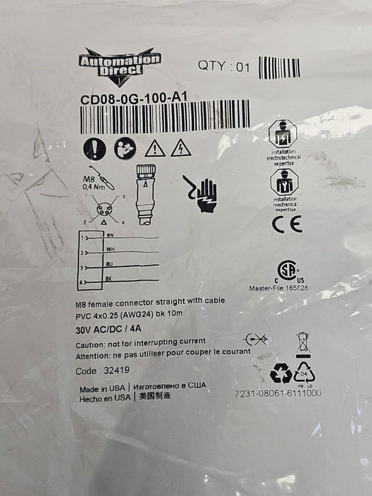 NEW AUTOMATION DIRECT CD08-0G-100-A1 CONNECTION CABLE CD080G100A1 10M LENGTH