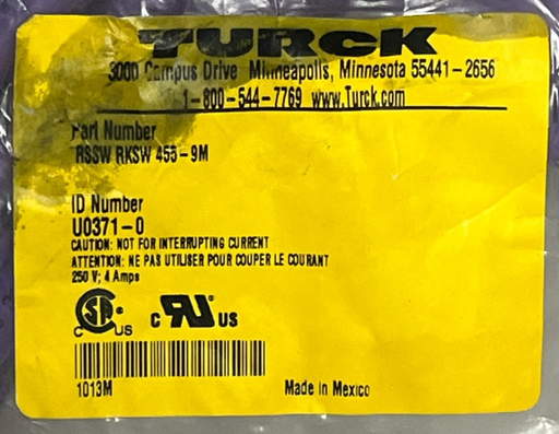Turck RSSW-RKSW-455-9M Double-Ended Cable M12 Male to Female 9 Meter - NSFS