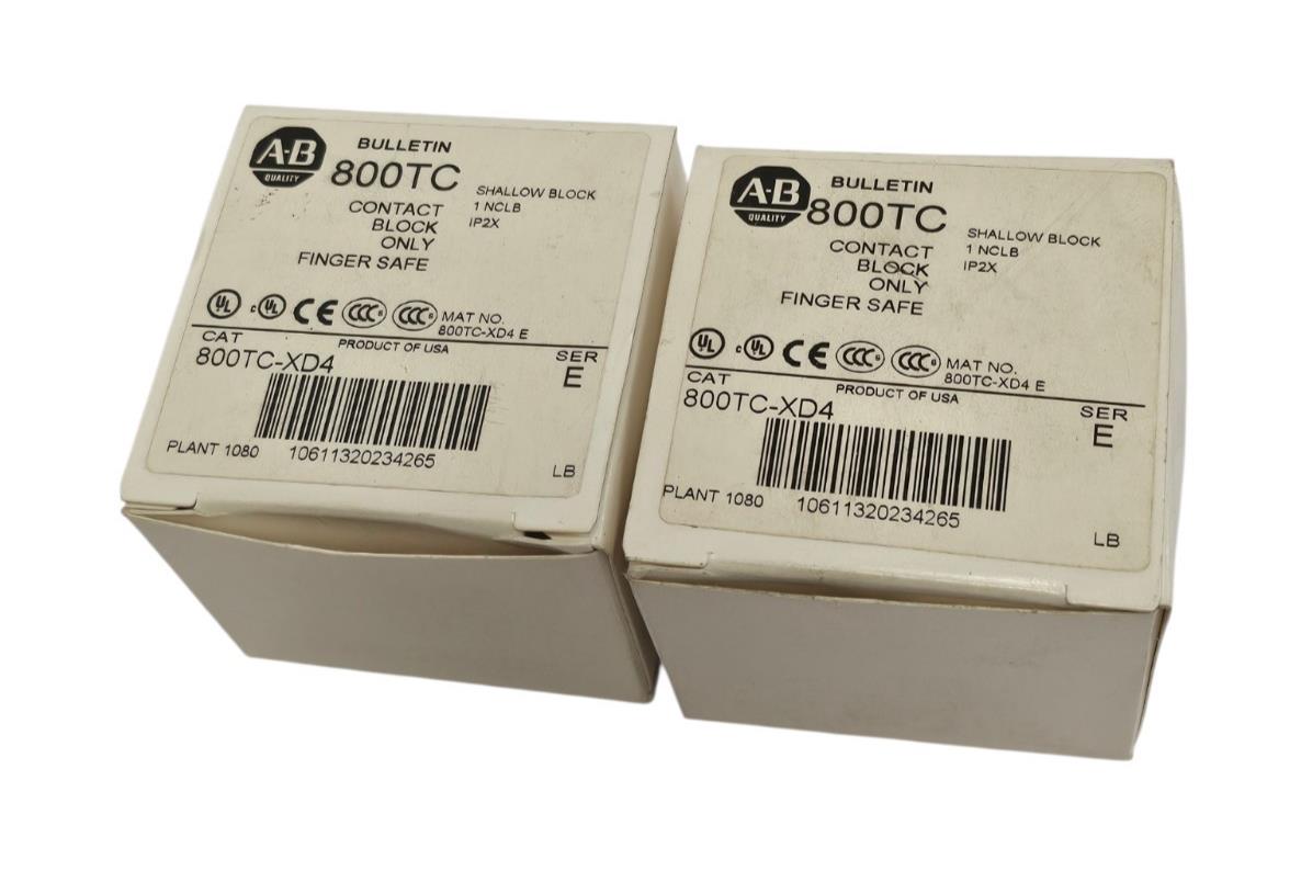 LOT OF 2 NIB ALLEN BRADLEY 800TC-XD4 CONTACT BLOCKS 800TCXD4 SER. E