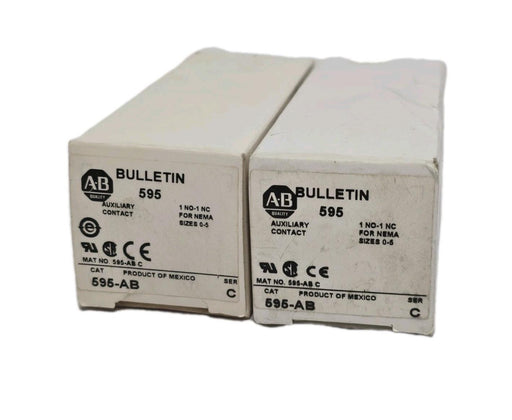LOT OF 2 NIB ALLEN BRADLEY 595-AB AUXILIARY CONTACTS 595AB SER. C NSFP