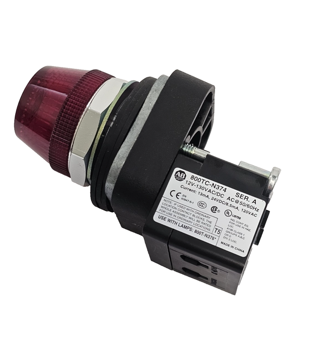 NEW ALLEN BRADLEY 800T-QH2R PILOT LIGHT 800TQH2R SER. V RED WITH 800TC-N374