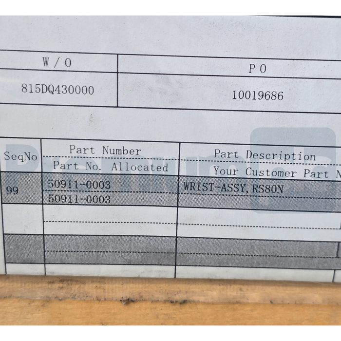 Kawasaki 50911-0003 RS80N Robot Wrist Assembly 509110003 | Genuine OEM NSMP