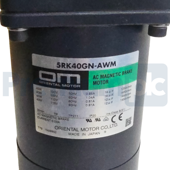 Oriental Motor 5RK40GN-AWMU Brake Motor w/ 5GN50RAA Gearhead 40W 115V 50:1 NSMP