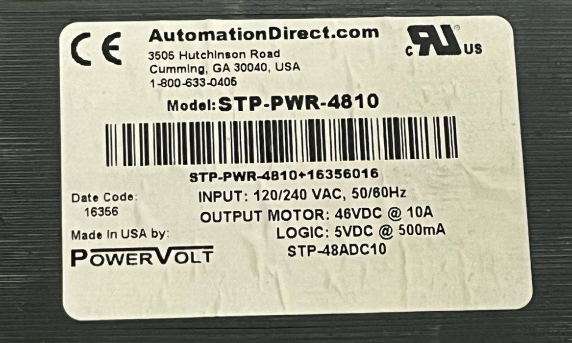 AutomationDirect STP-PWR-4810 SureStep Linear Power Supply 48VDC 10A