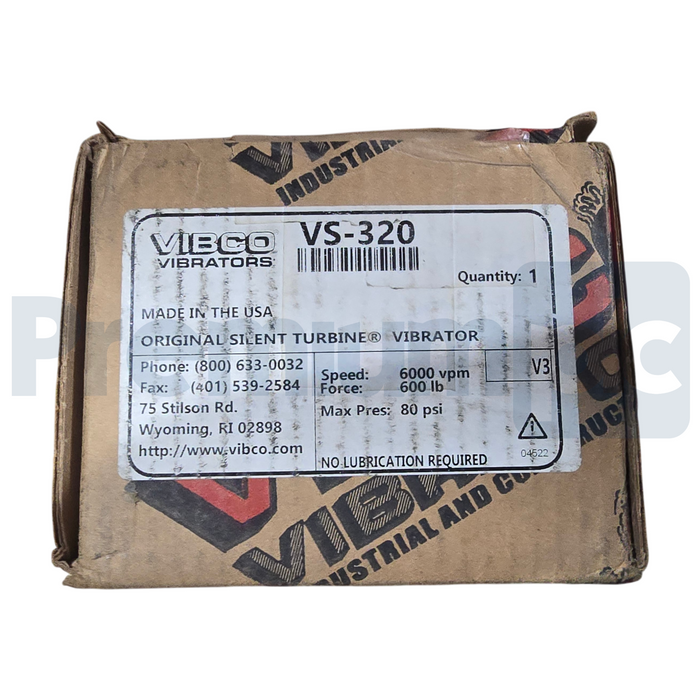 VIBCO VS-320 Pneumatic Turbine Vibrator 600lb Force 6000 VPM  3/8 NPT 80PSI NSMP