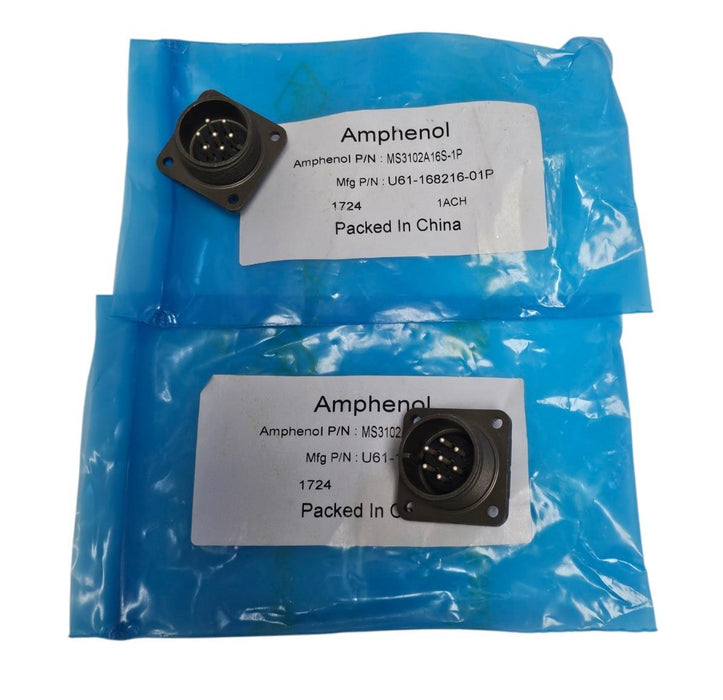LOT OF 2 NEW AMPHENOL MS3102A16S-1P CIRCULAR CONNECTOR RECEPTACLES 7 POSITION