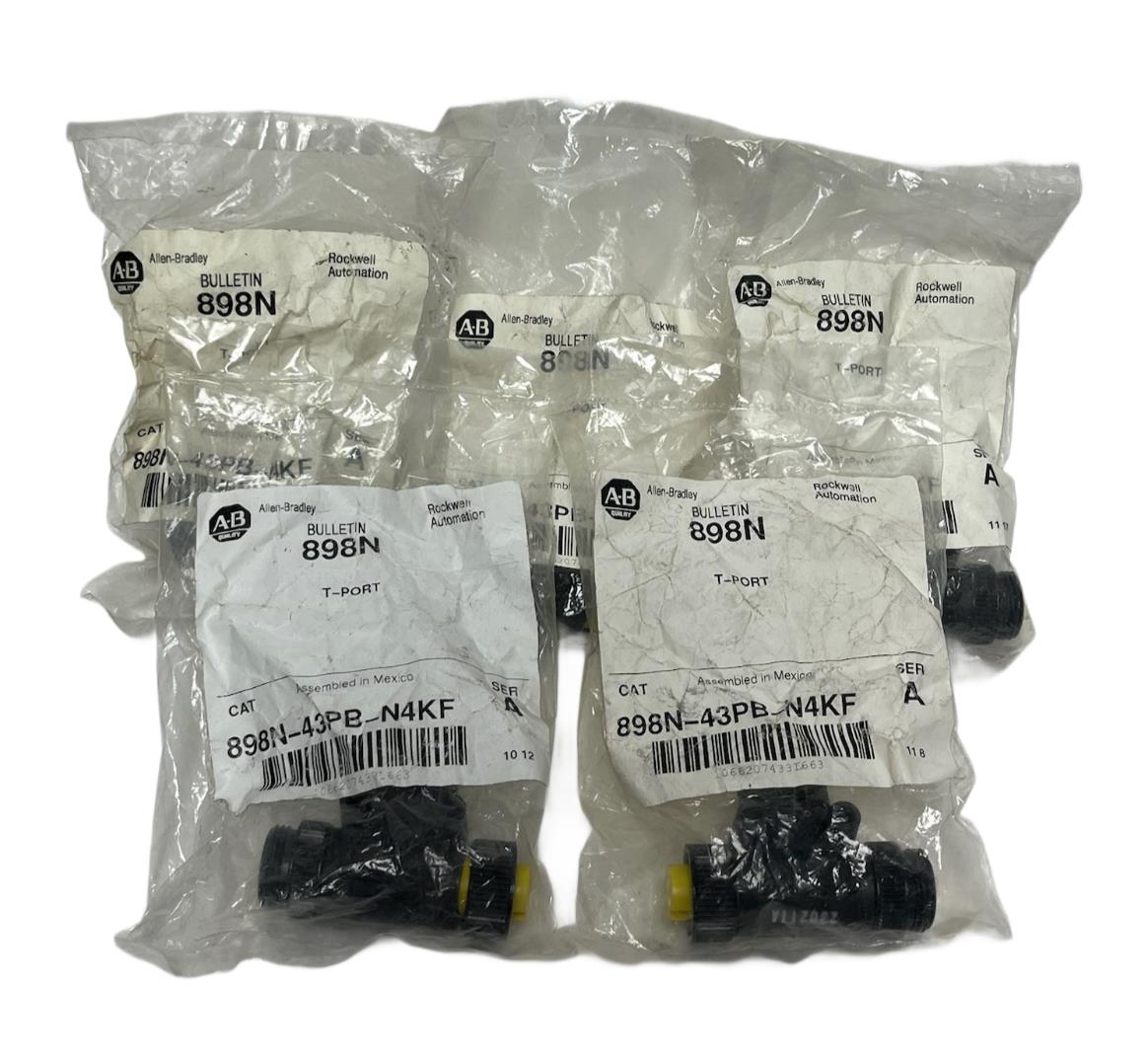 Lot of 5 Allen Bradley 898N-43PB-N4KF Ser. A T-Port Mini 4-Pin - New Sealed