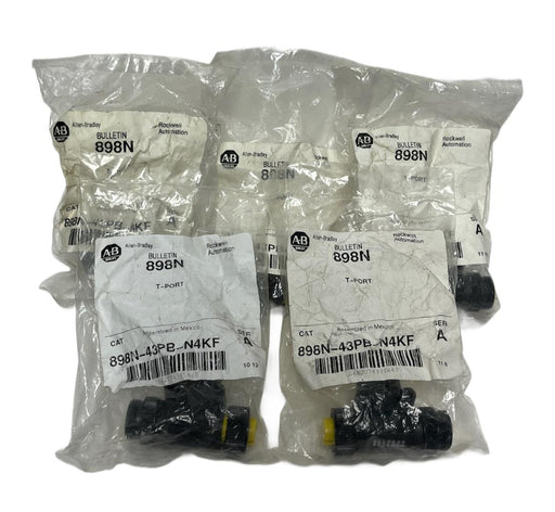 Lot of 5 Allen Bradley 898N-43PB-N4KF Ser. A T-Port Mini 4-Pin - New Sealed
