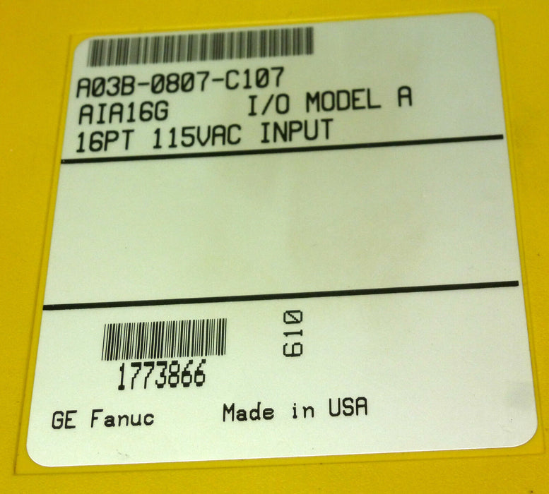 FANUC A03B-0807-C107 AIA16G INPUT MODULES A03B0807C107 W/O FRONT COVER