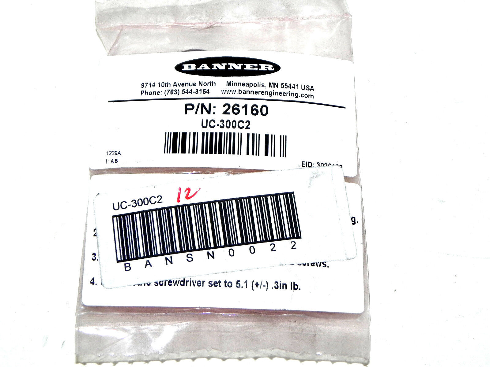 NIB BANNER UC-300C2 MINI-BEAM REPLACEMENT LENS UC300C2
