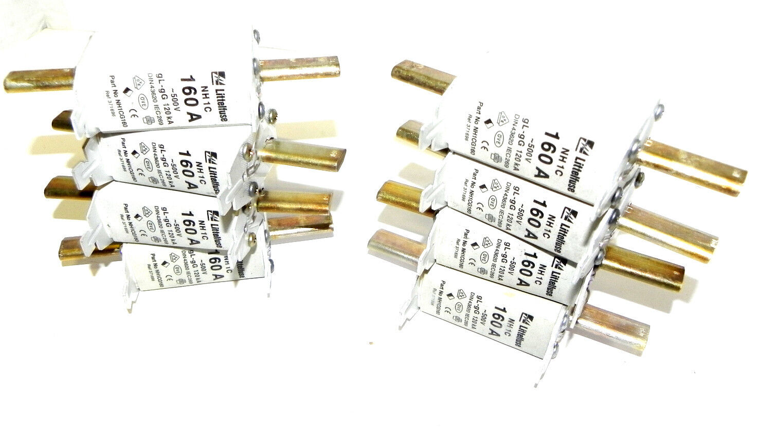 LOT OF 8 LITTELFUSE NH 1C 160AMP EUROPEAN STYLE FUSES NH1C