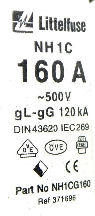 LOT OF 8 LITTELFUSE NH 1C 160AMP EUROPEAN STYLE FUSES NH1C