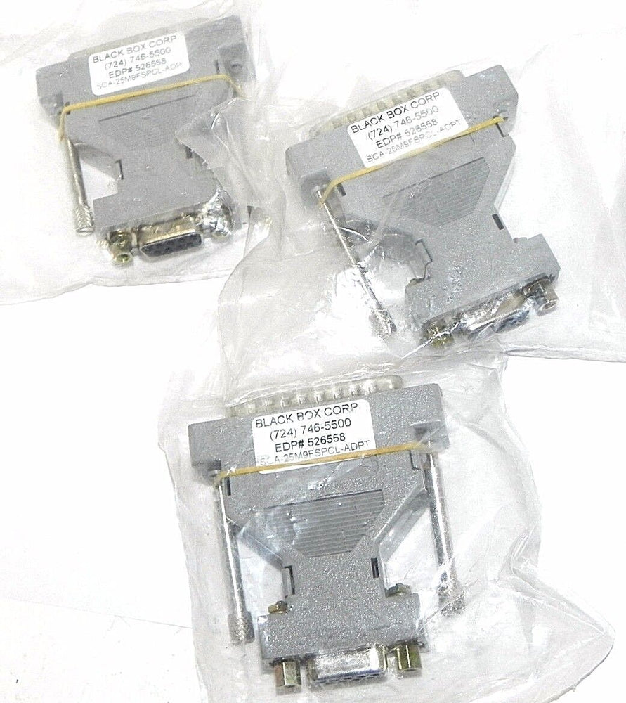 LOT OF 3 NEW BLACK BOX CORP. EDP# 526558 ADAPTERS SCA-25M9FSPCL-ADPT