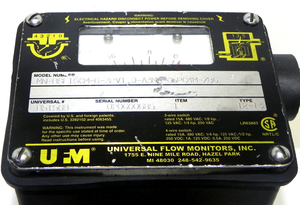 UFM MN-BSF16GM-6-32V1.0-A3NR-C-PC4M-Z86 FLOW MONITOR