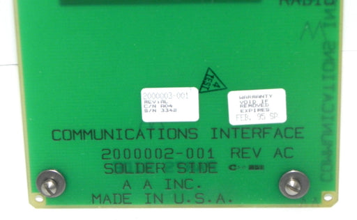 A. A. INC. 2000002-001 REV. AC COMMUNICATIONS INTERFACE BOARD 2000002001