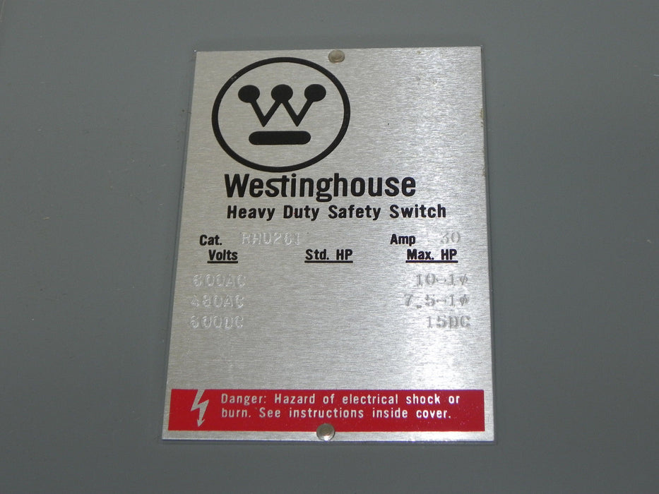 NIB WESTINGHOUSE RHU261 HEAVY DUTY SAFETY SWITCH 30AMP