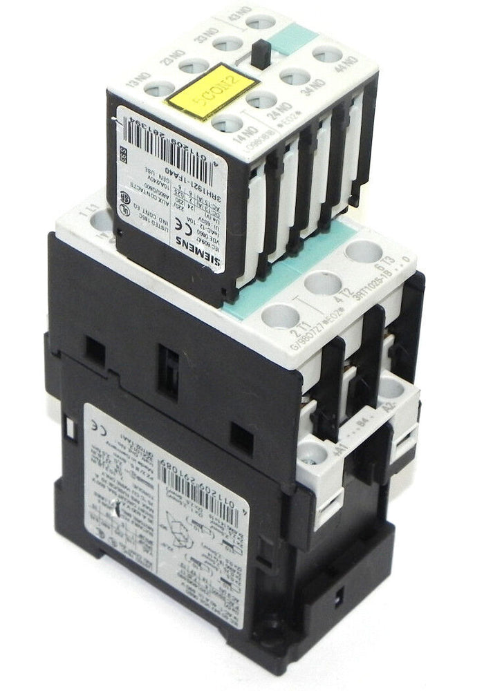 SIEMENS 3RT1025-1B CONTACTOR WITH 3RH1921-1FA40 CONTACT BLOCK