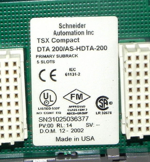 SCHNEIDER AUTOMATION DTA-200/AS-HDTA-200 SUBRACK PRIMARY 5SLOT TSX COMPACT