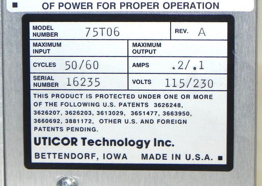 NEW UTICOR 75T06 DIRECTOR 4001 PROCESSOR MODEL 2 REV. A