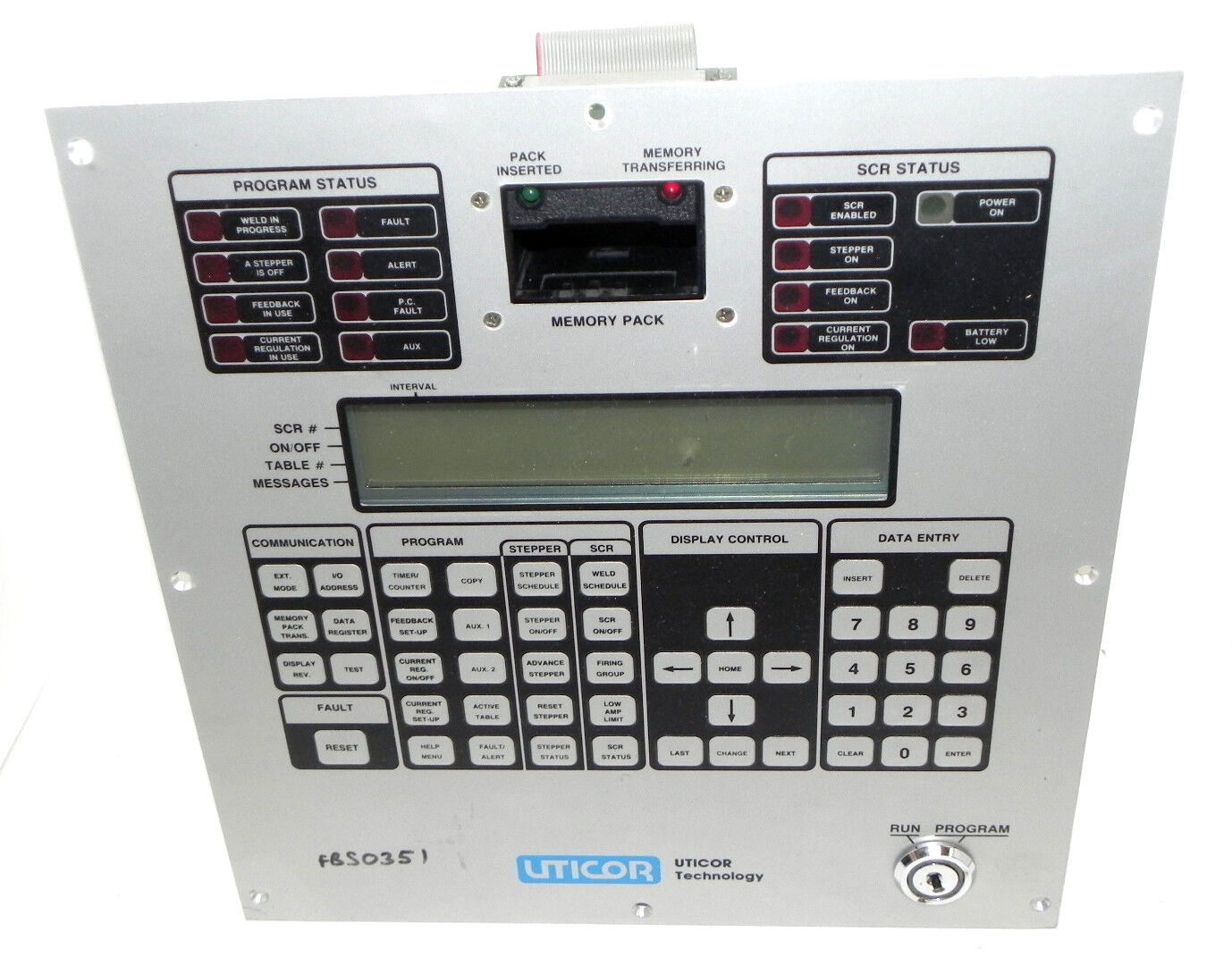 REPAIRED UTICOR DATA ENTRY PANEL 75C95, UTICOR 75D48, 60B83-7